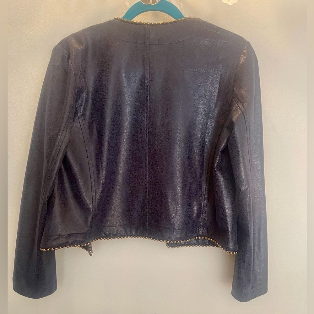Navy Blue Studded Cropped Jacket - Picture 4 of 6